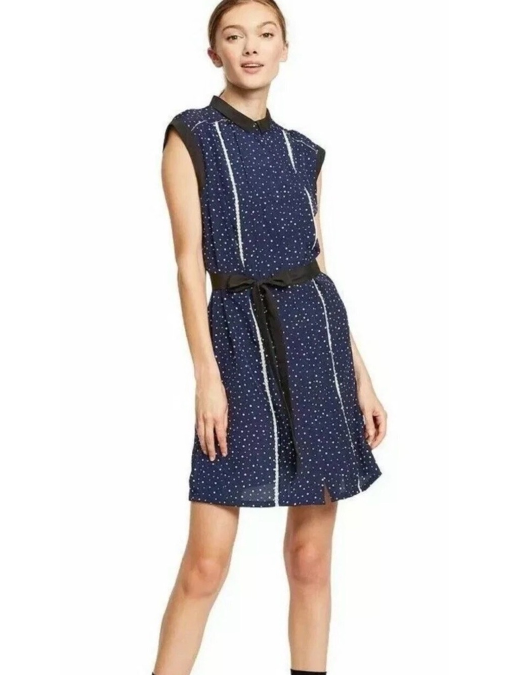Jason Wu for Target Navy & White Polka Dot Sleeveless Shirt Dress w/ lace Size L - Picture 12 of 12